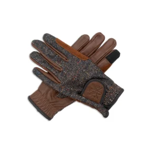 Riding Gloves - Herringbone & Cognac